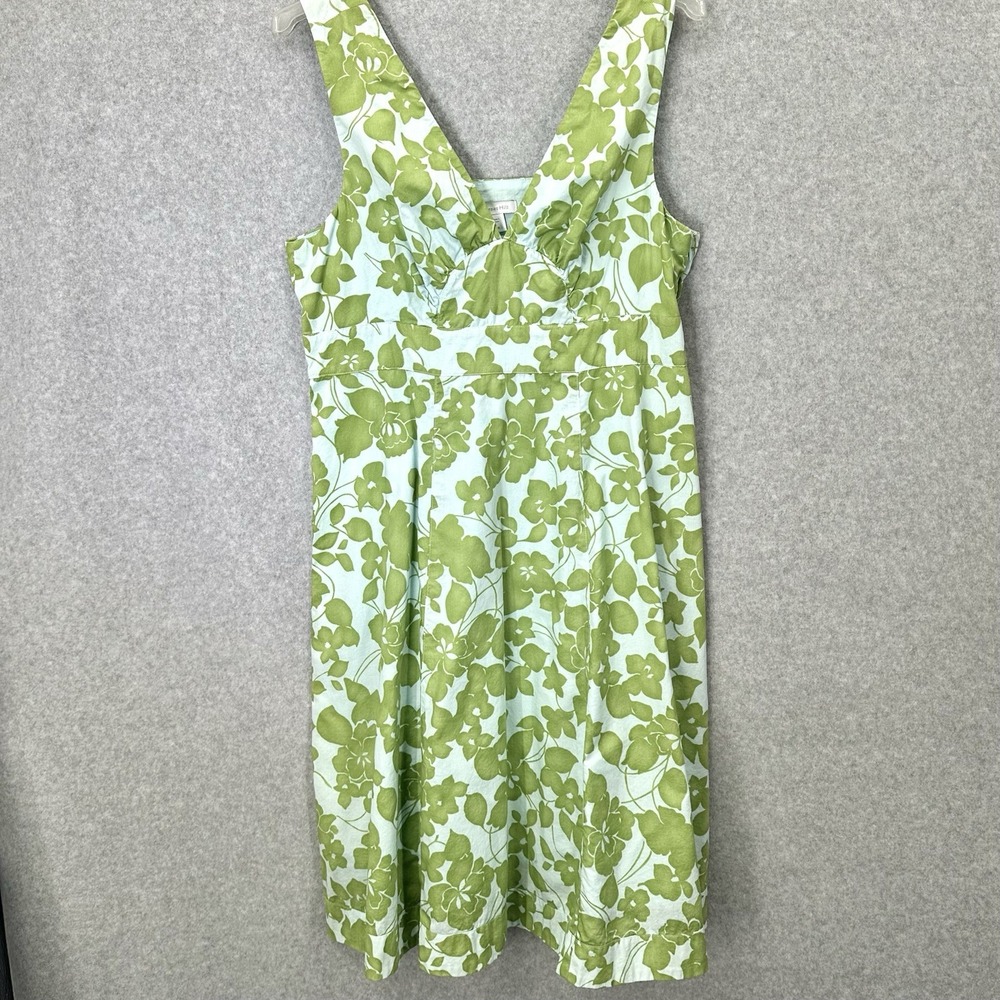 Garnet Hill Green Floral V-Neck Midi Dress